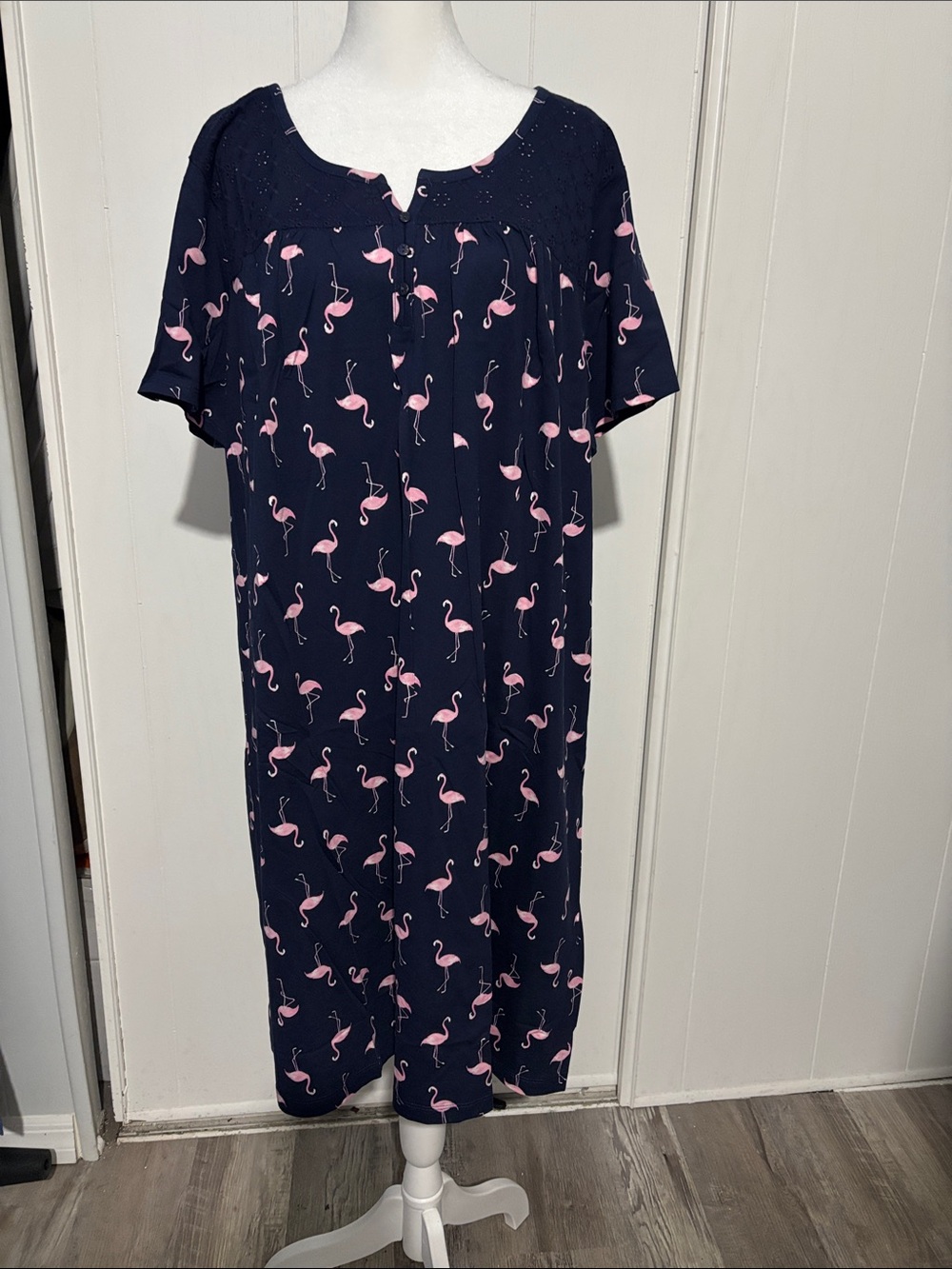 Plus size croft & barrow Navy Nightgown with Pink Flamingo Pattern